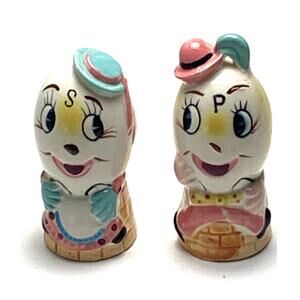 Vintage Mr and Mrs Humpty Dumpty Salt & Pepper Shakers